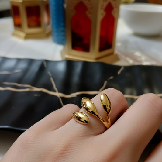 Gold-Toned Abstract Leaf Ring