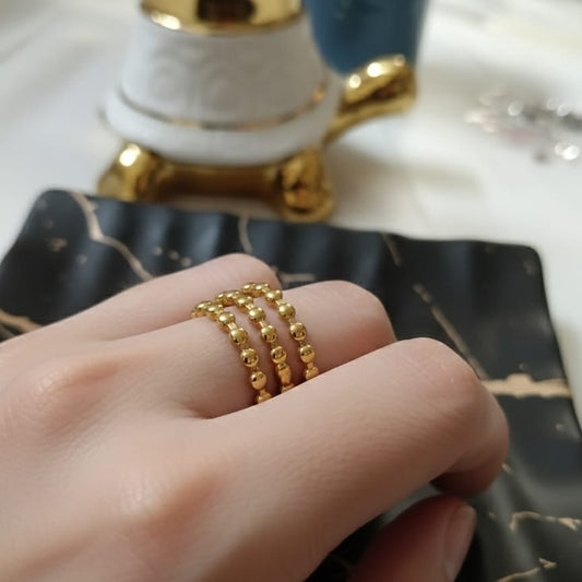 Gold-Toned Beaded Triple-Band Ring