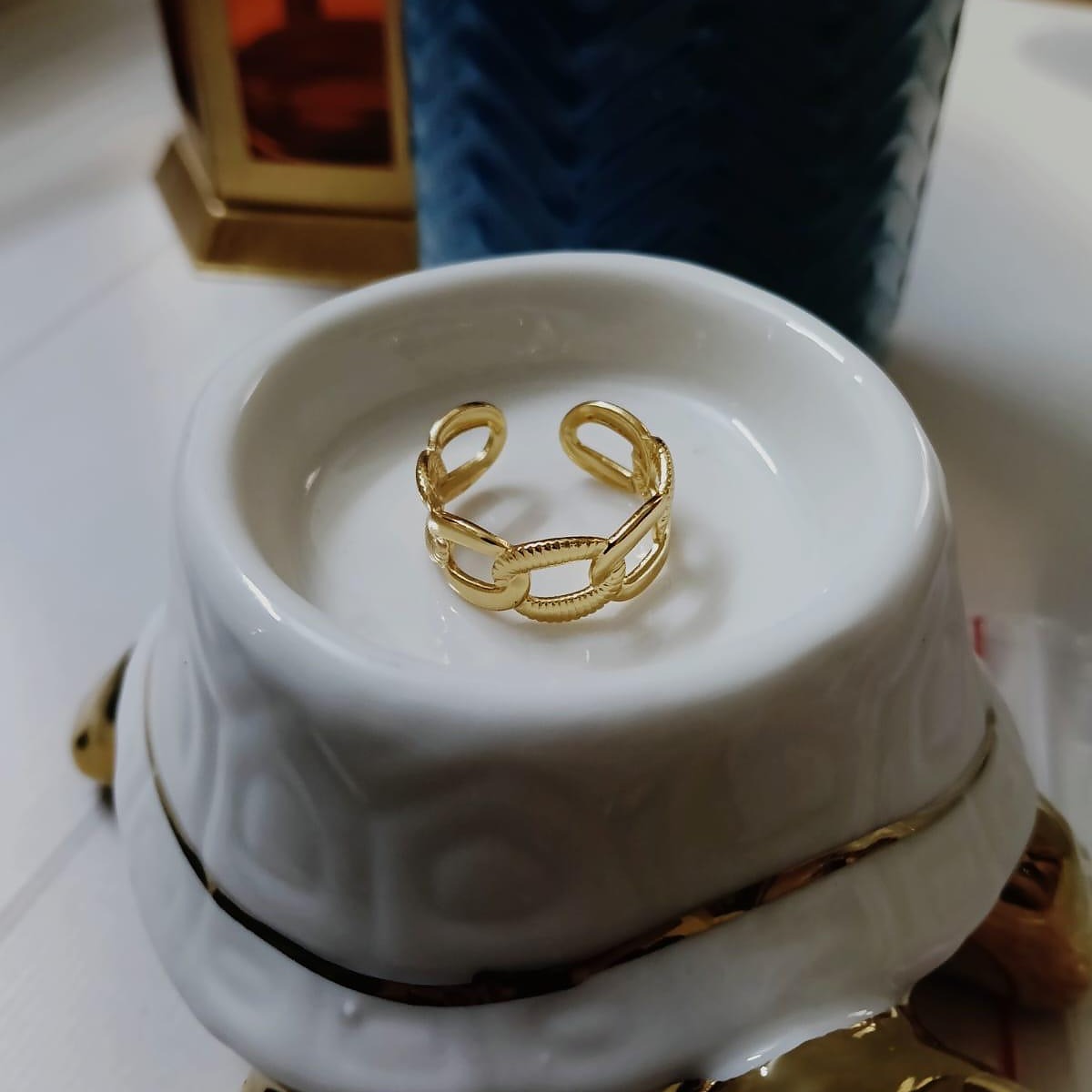 Gold-Toned Chain-Link Cuff Ring