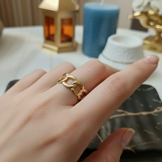 Gold-Toned Chain-Link Cuff Ring