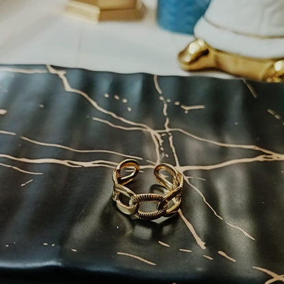 Gold-Toned Chain-Link Cuff Ring