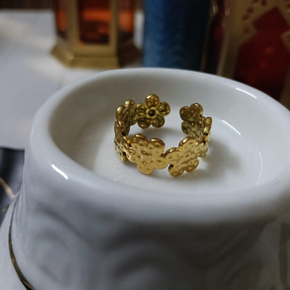 Gold-Toned Cut-Out Floral Ring