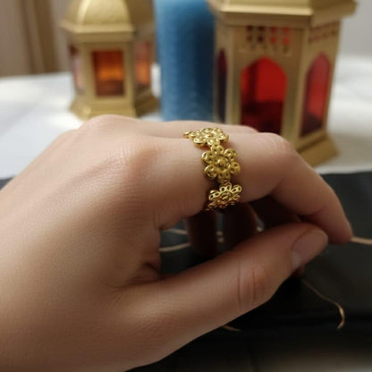 Gold-Toned Cut-Out Floral Ring
