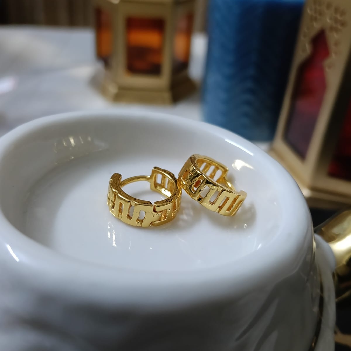 Gold-Toned Cut-Out Slit Hoop Earrings