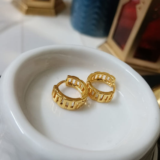 Gold-Toned Cut-Out Slit Hoop Earrings