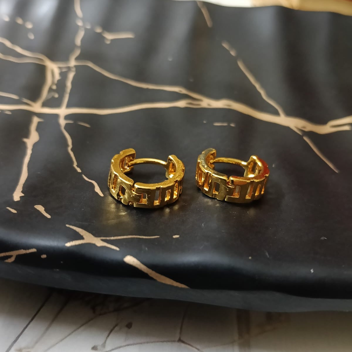 Gold-Toned Cut-Out Slit Hoop Earrings