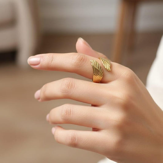 Gold-Toned Feather Wrap Ring