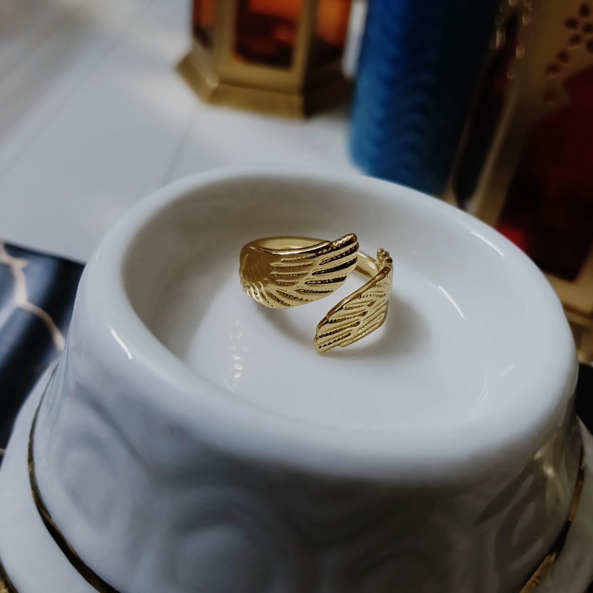 Gold-Toned Feather Wrap Ring