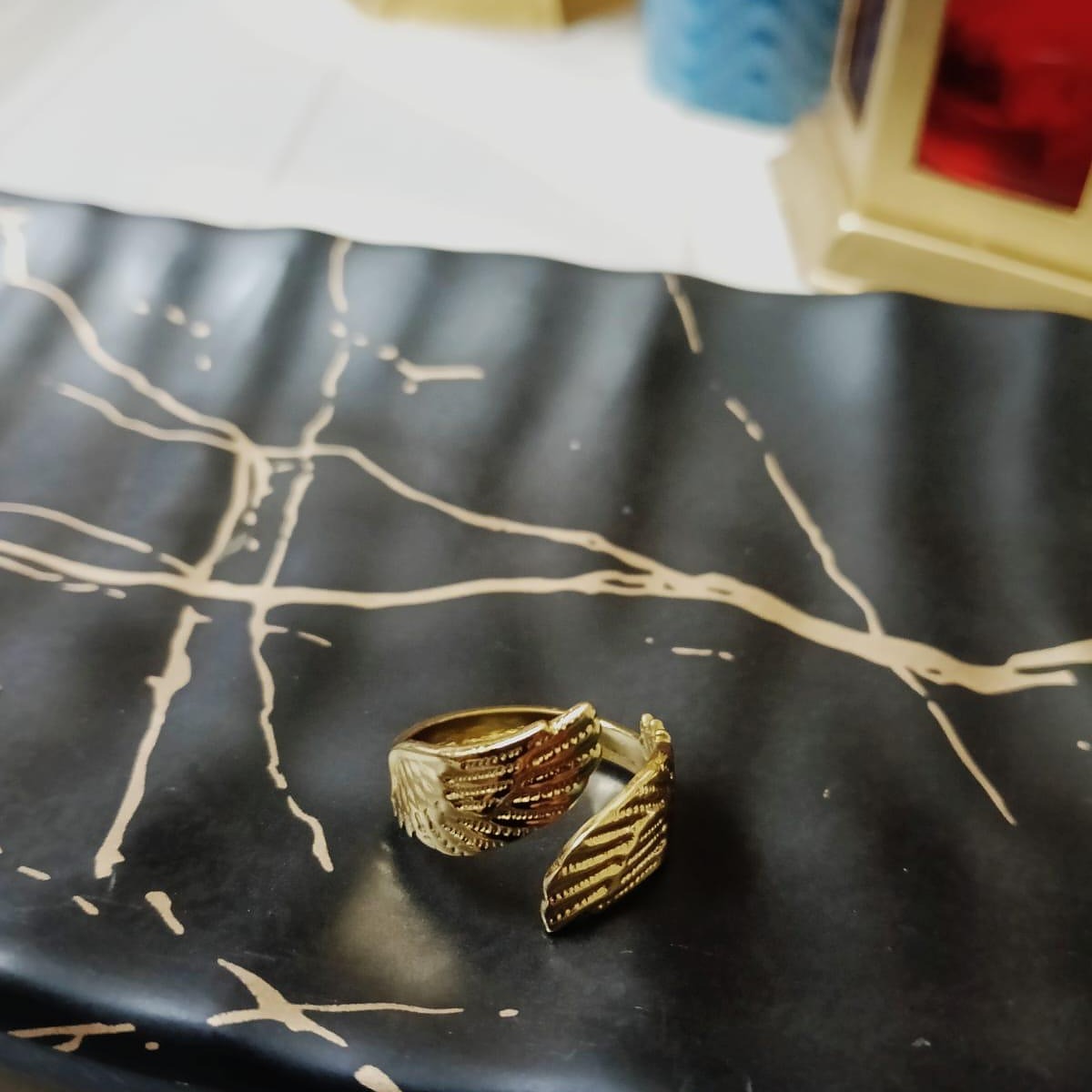 Gold-Toned Feather Wrap Ring