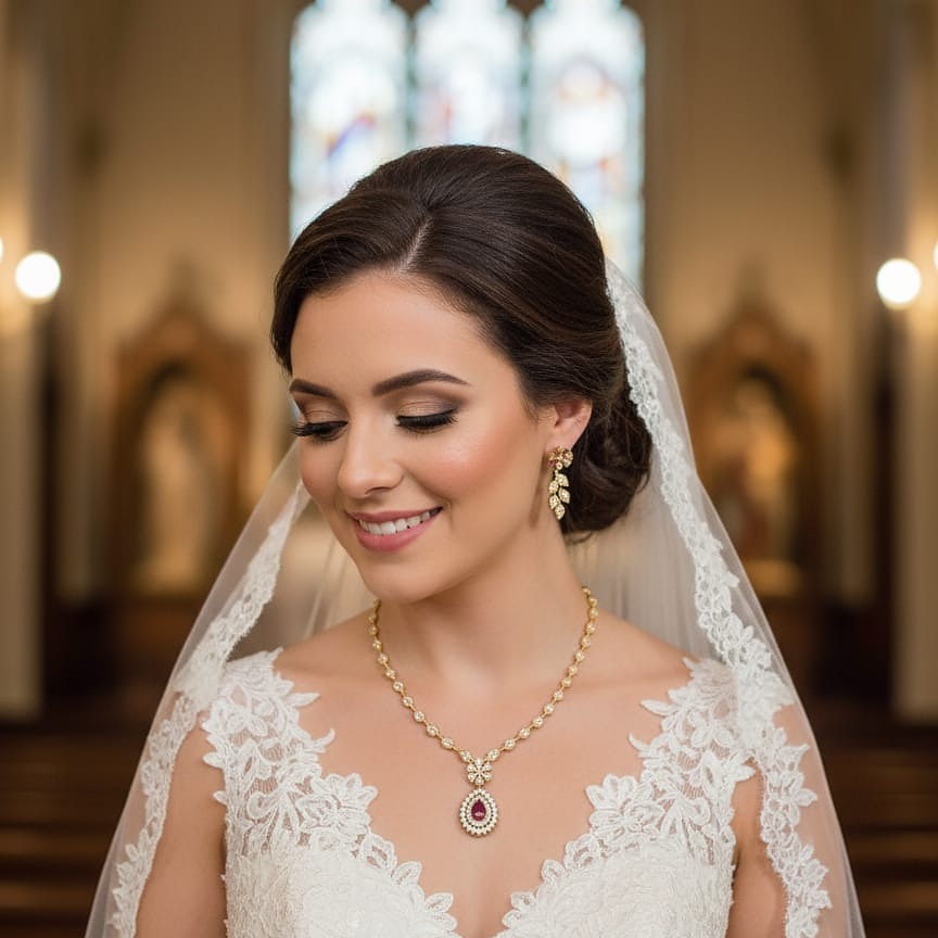 Gold-Toned Necklace and Earring Set