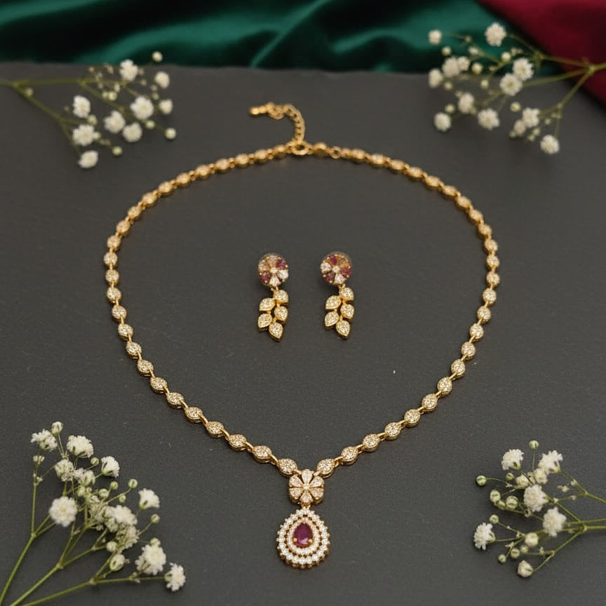 Gold-Toned Necklace and Earring Set