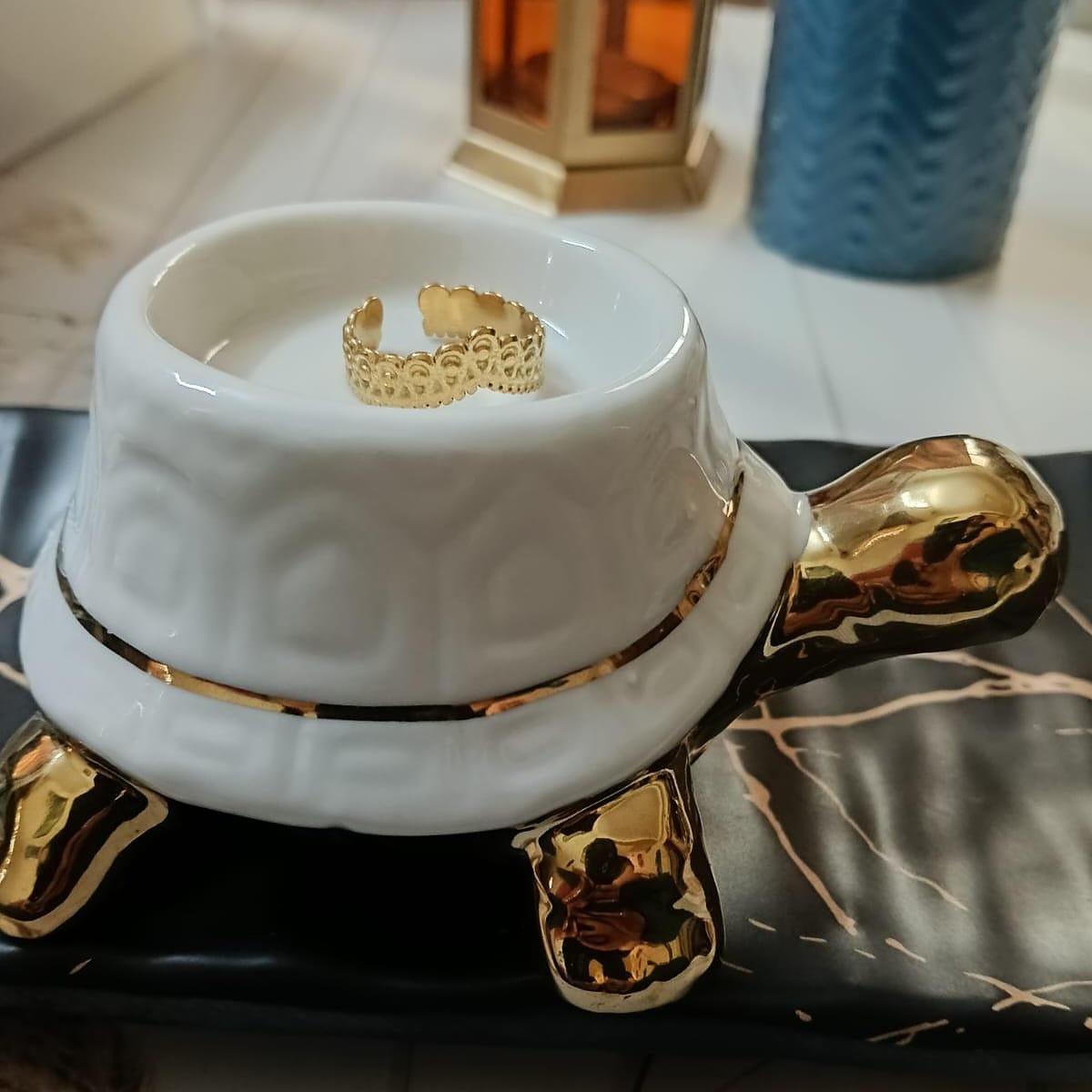 Gold-Toned Patterned Cuff Ring