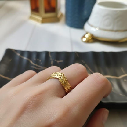 Gold-Toned Patterned Cuff Ring