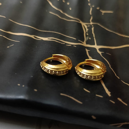 Gold-Toned Pave Huggie Hoop Earrings