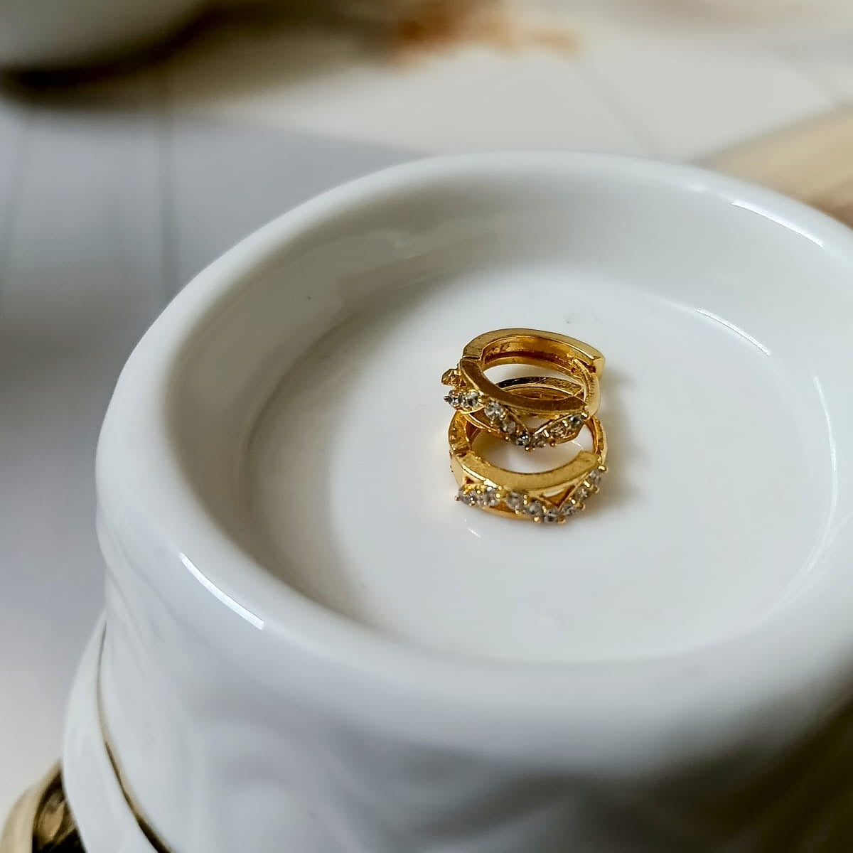 Gold-Toned Pave Star Huggie Hoops