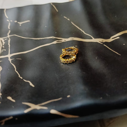 Gold-Toned Pave Star Huggie Hoops (Mini-Hoop)