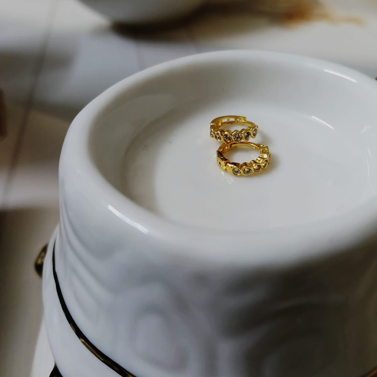 Gold-Toned Pave Star Huggie Hoops (Mini-Hoop)