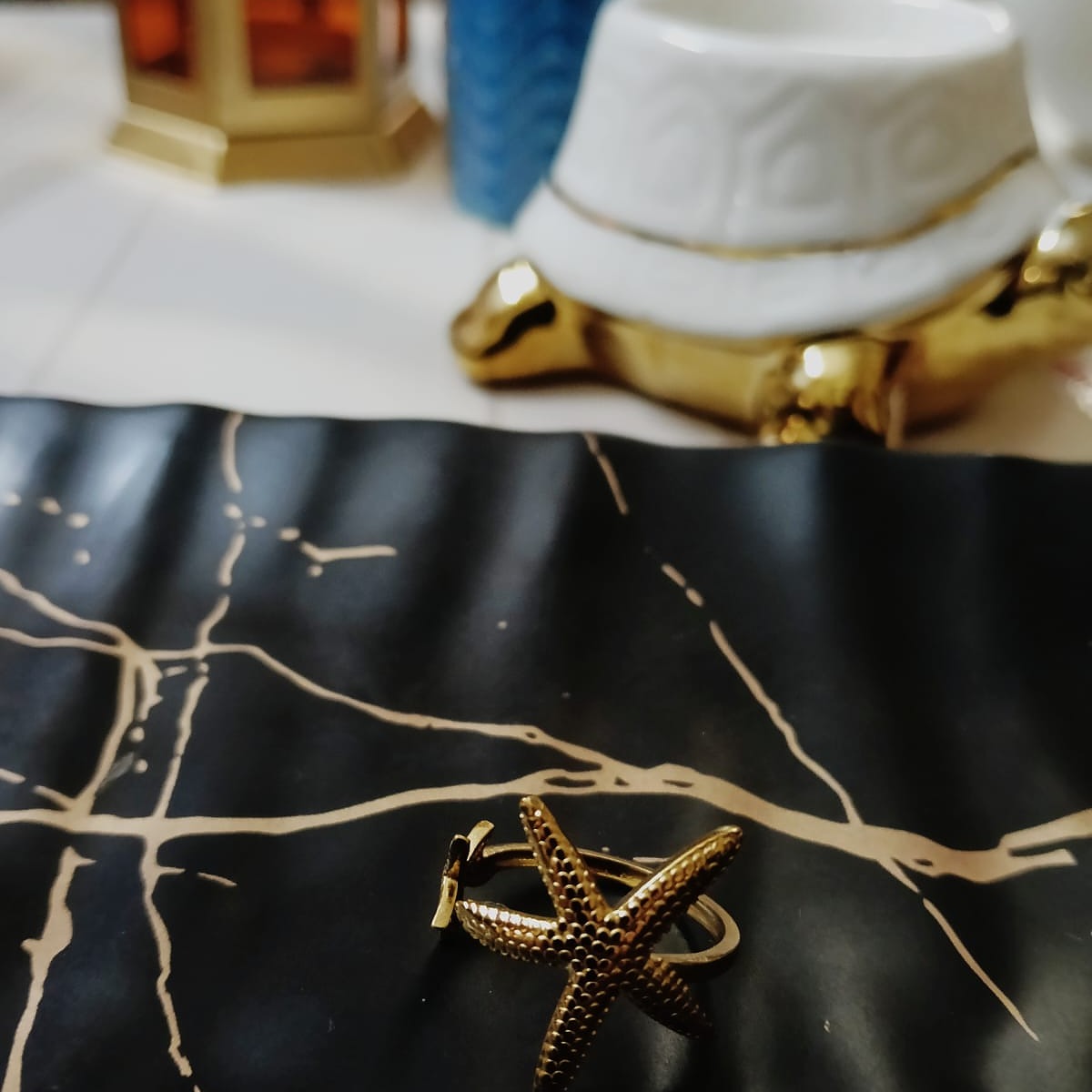 Gold-Toned Starfish Cuff Ring