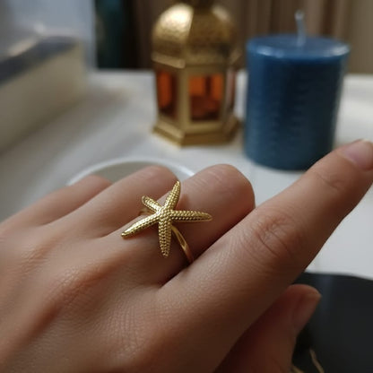 Gold-Toned Starfish Cuff Ring