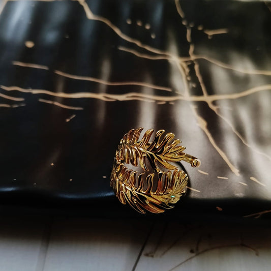 Gold-colored- Open-cuff ring