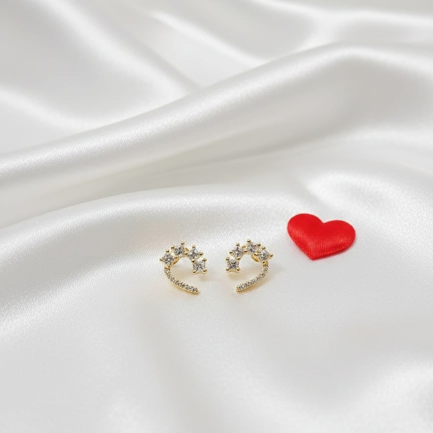 Gold earrings with clear stones 