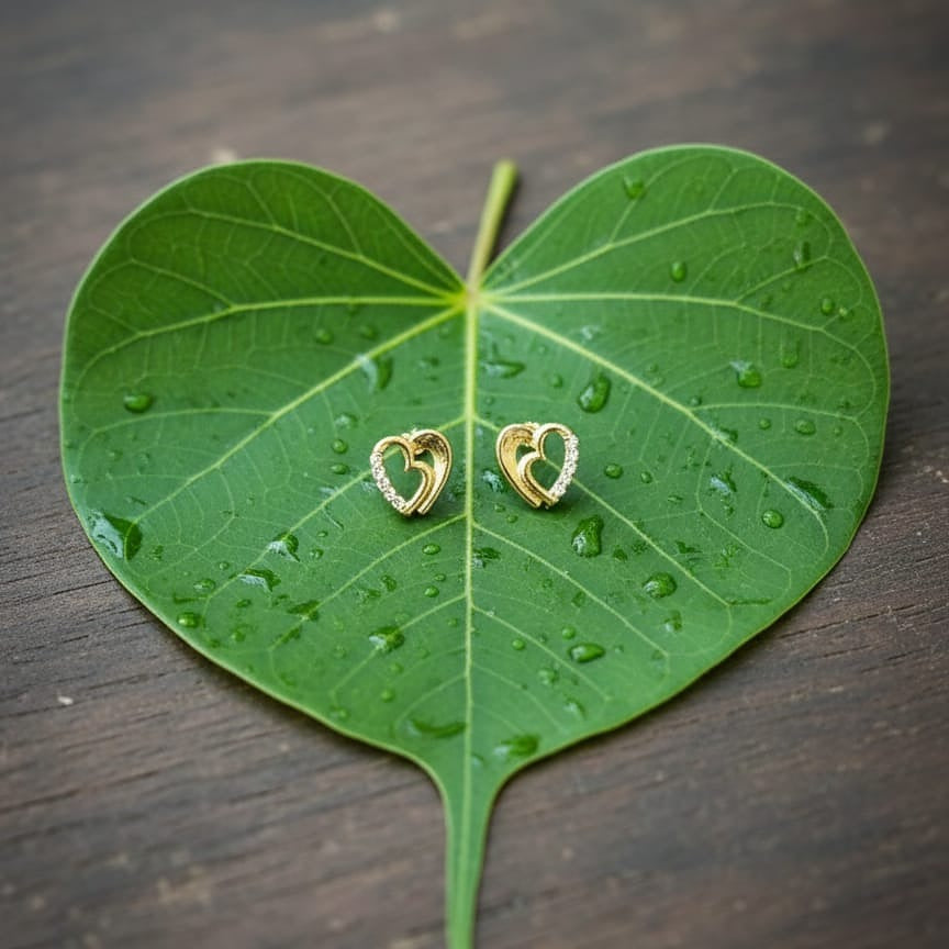 Heart-shaped gold earrings