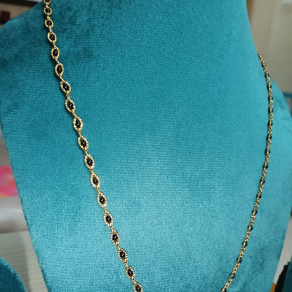 Long Gold Satellite Chain with Black Beads