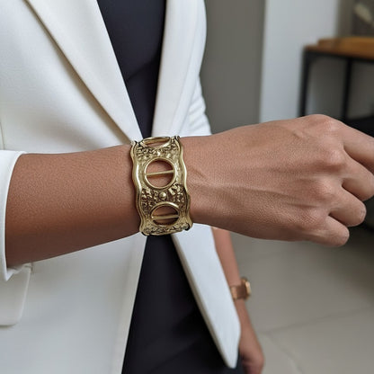 Gold Textured Cuff Bangle