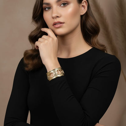 Gold Textured Cuff Bangle