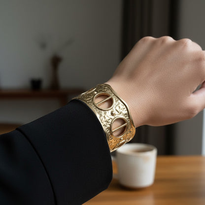 Gold Textured Cuff Bangle