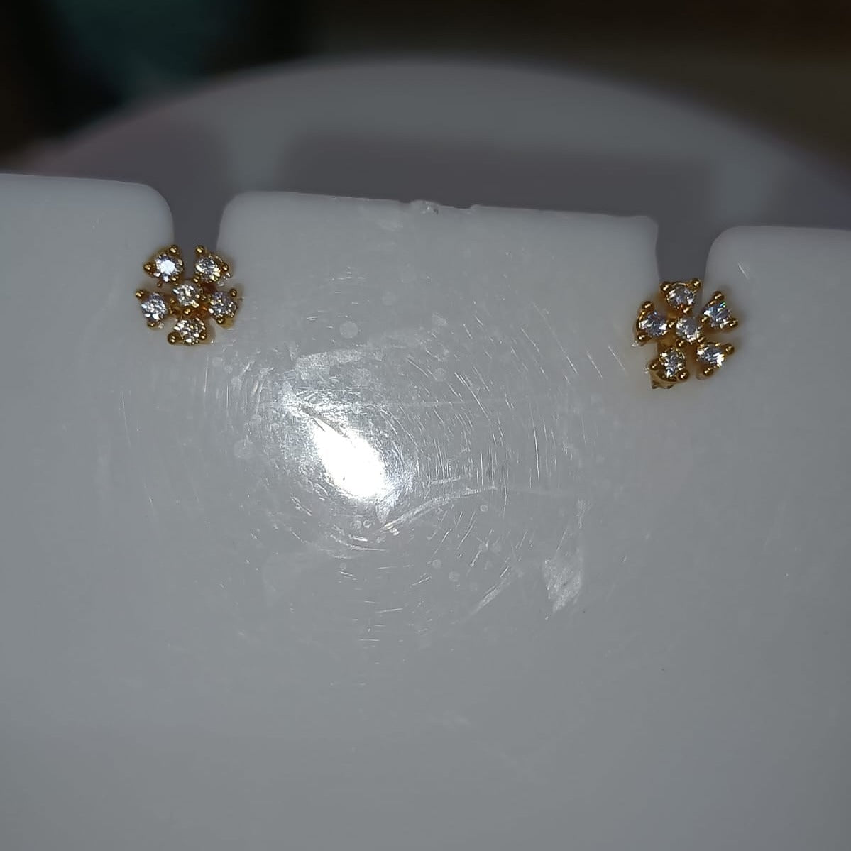 Gold and Gemstone Flower/Star Stud Earrings