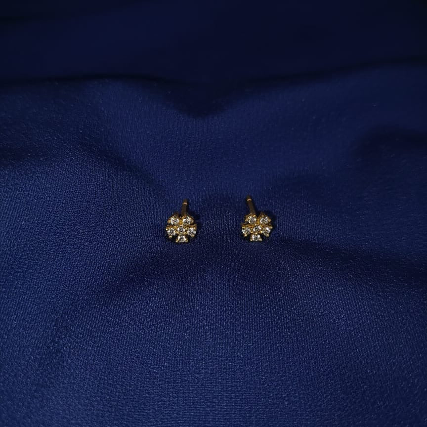 Gold and Gemstone Flower/Star Stud Earrings
