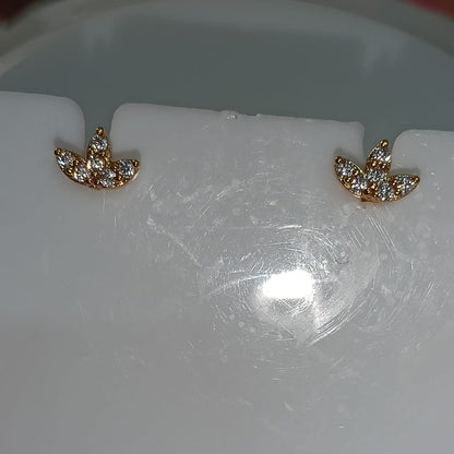 Gold and Pave Leaf/Petal Stud Earrings