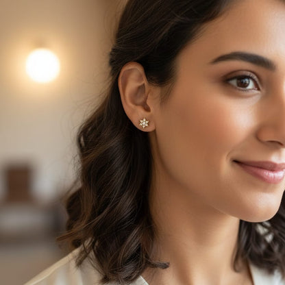 Gold and Ruby Gemstone Dangle Earrings