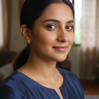 Gold and Two-Tone Gemstone Leaf Stud Earrings