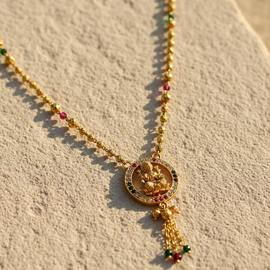Gold necklace with a pendant 