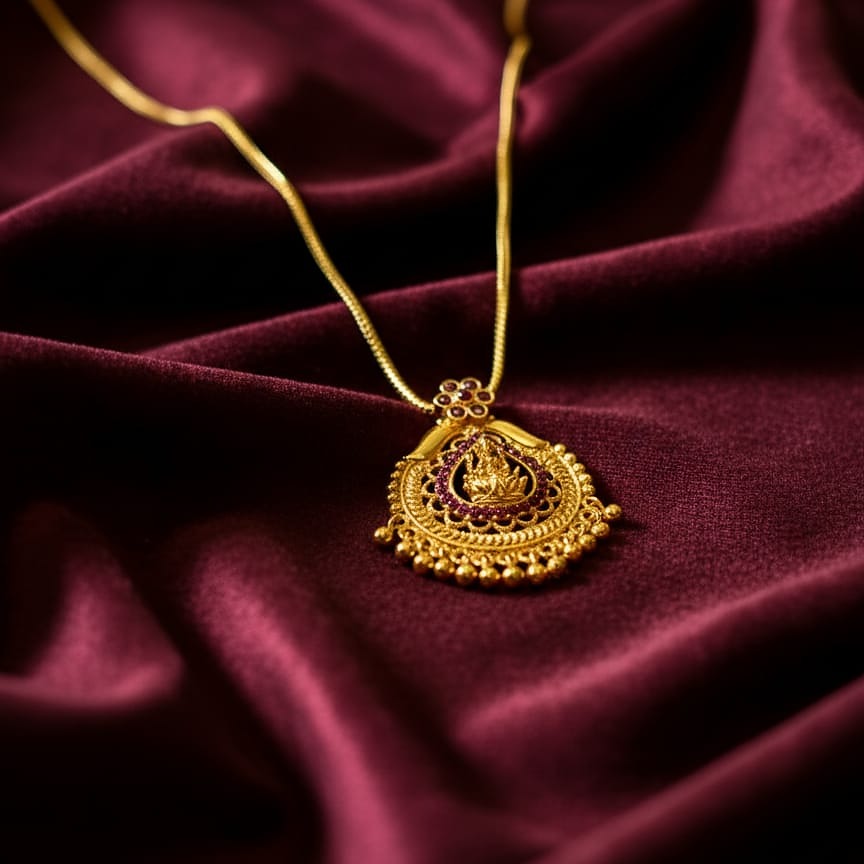 Gold necklace with a pendant