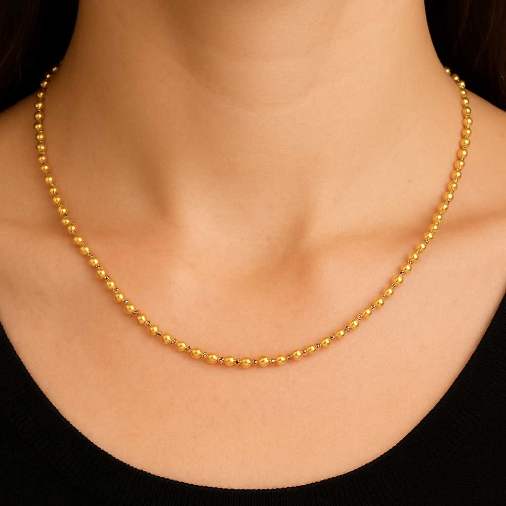 Gold necklace with small beads
