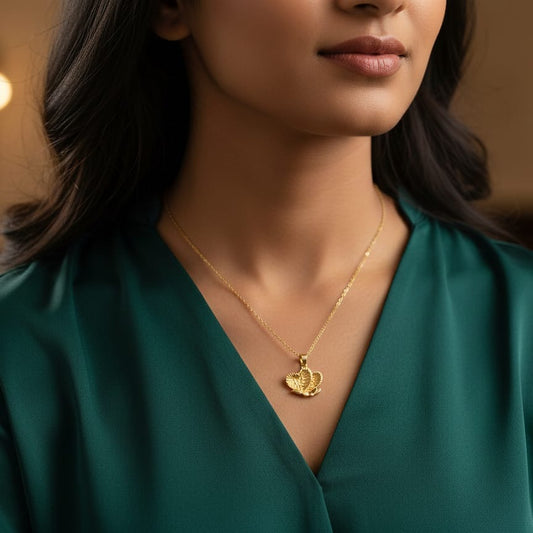 Golden Heart Butterfly Pendant