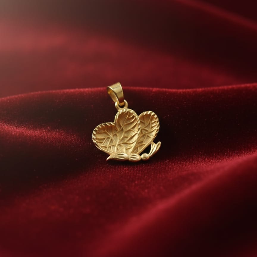 Golden Heart Butterfly Pendant