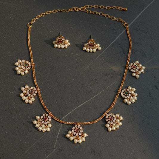 AD Chakra Guttapusalu Multicolour Neckalce Set