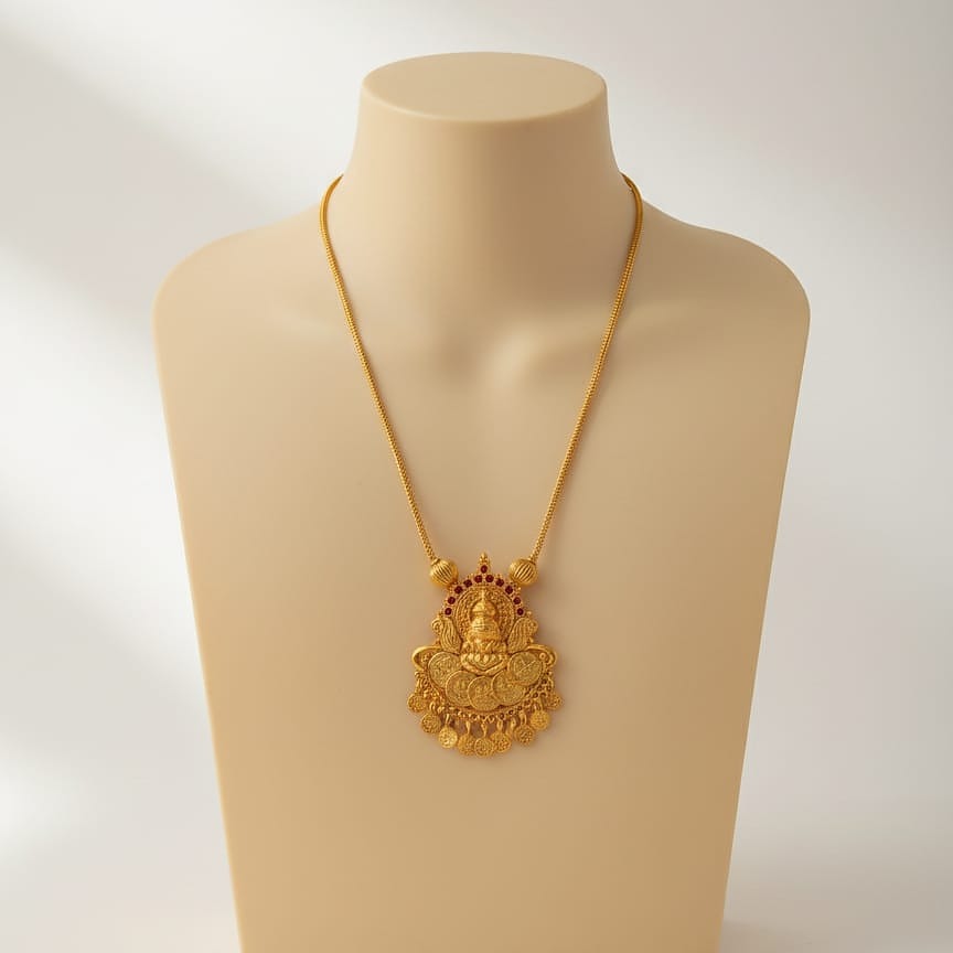 Gold necklace with a detailed pendant
