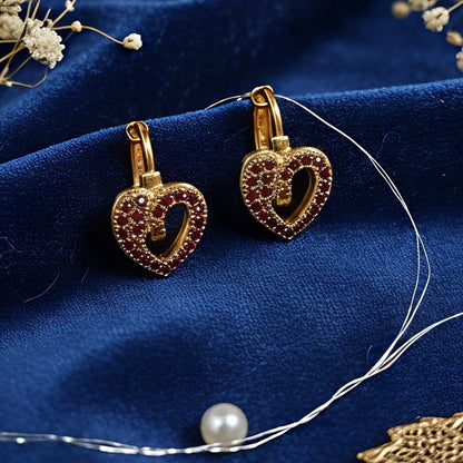 Heart-shaped gold earrings