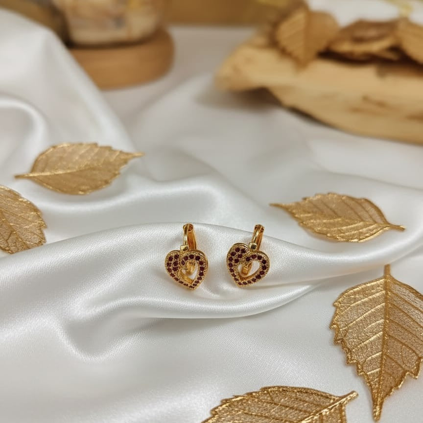 Heart-shaped gold earrings