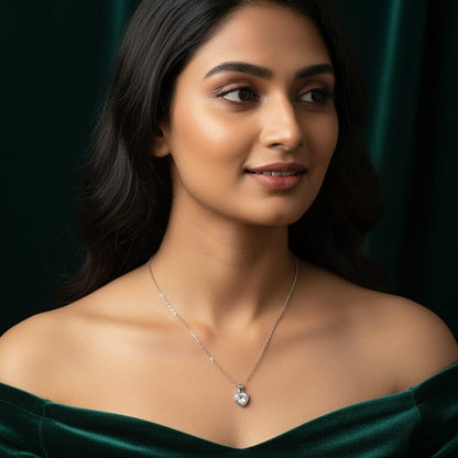 Heart Solitaire Pendant  Neckalce