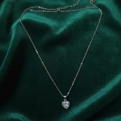 Heart Solitaire Pendant  Neckalce