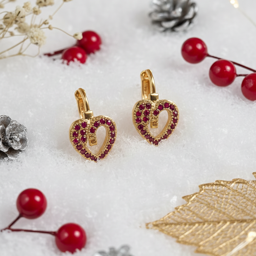 Heart-shaped gold earrings