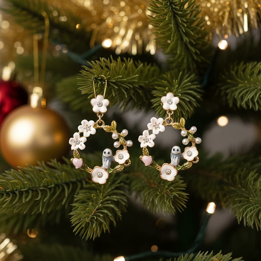 Blossom Bird Hoop Earrings