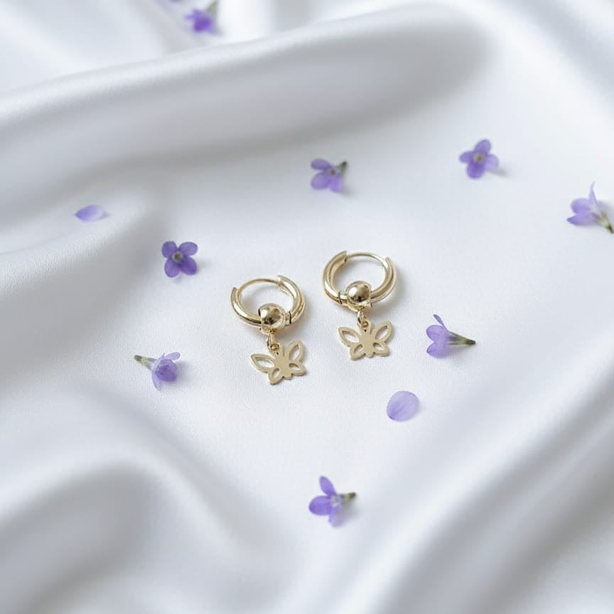 Gold butterfly earrings