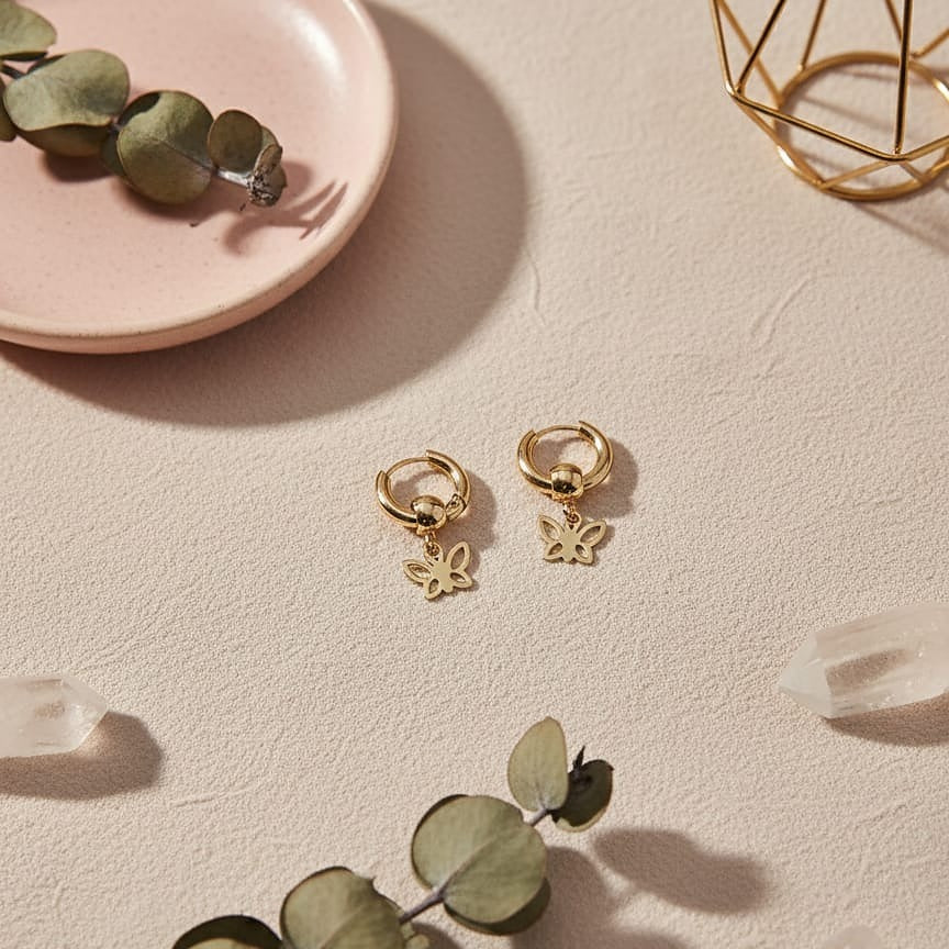 Gold butterfly earrings